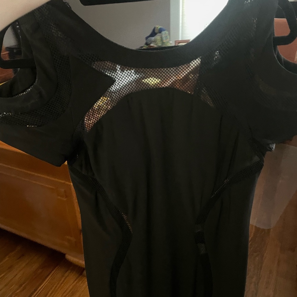 NWT Mignon Cutout Mesh Cold Shoulder Black Dress Size 6